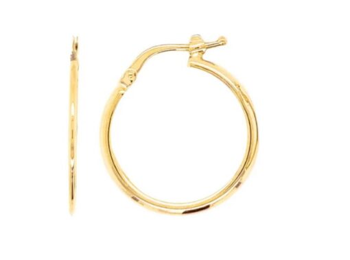 9k Yellow Gold Round Hoop Earrings – 15mm