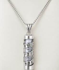 Sterling Silver Mezuzah Pendant Necklace – Shema Israel Scroll